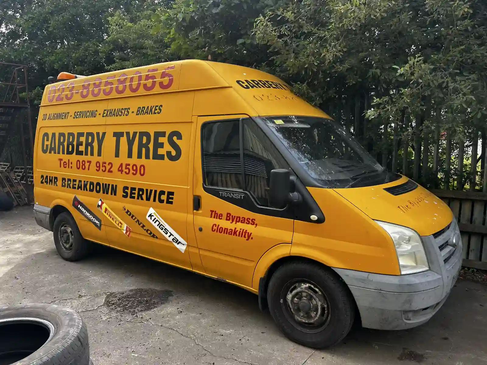 The Carbery Tyres van loaded with wheels on the N71 in Clonakilty