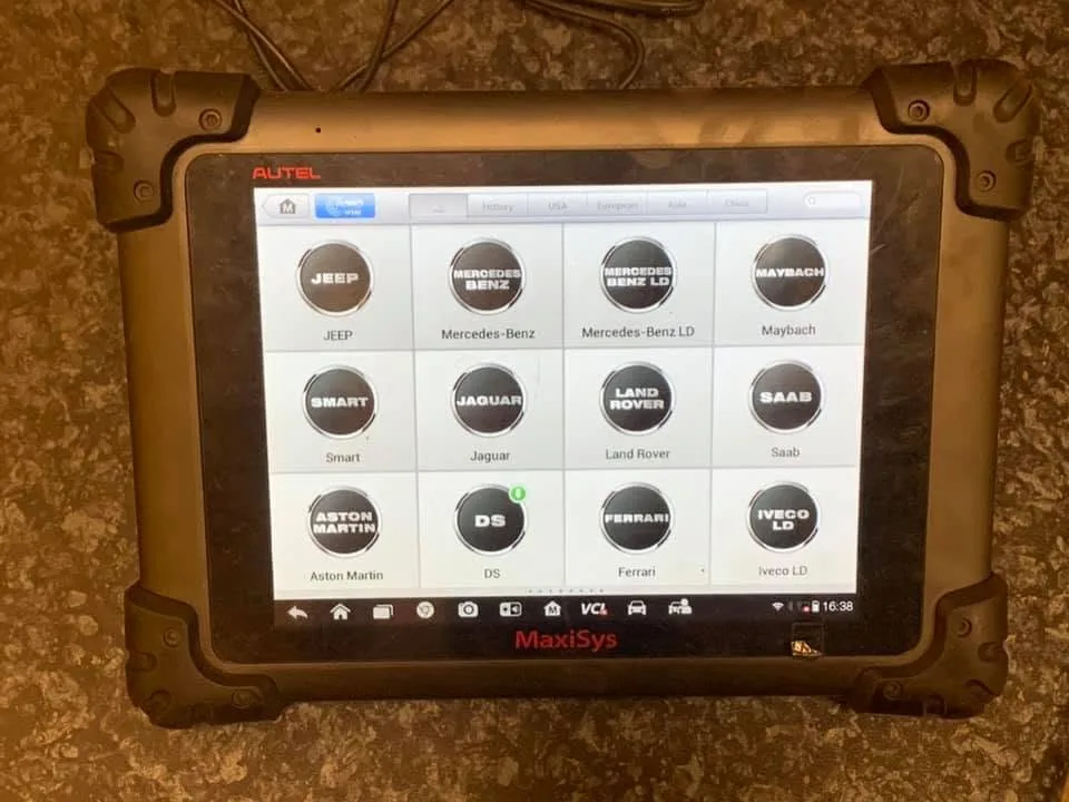 The plug-in diagnostics tablet used on cars at Carbery Tyres, Clonakilty